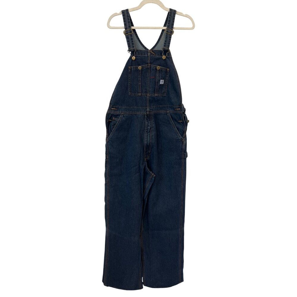 Vintage Fortress Products Bib Denim Overalls Size 34/32 Blue Utility Workwear